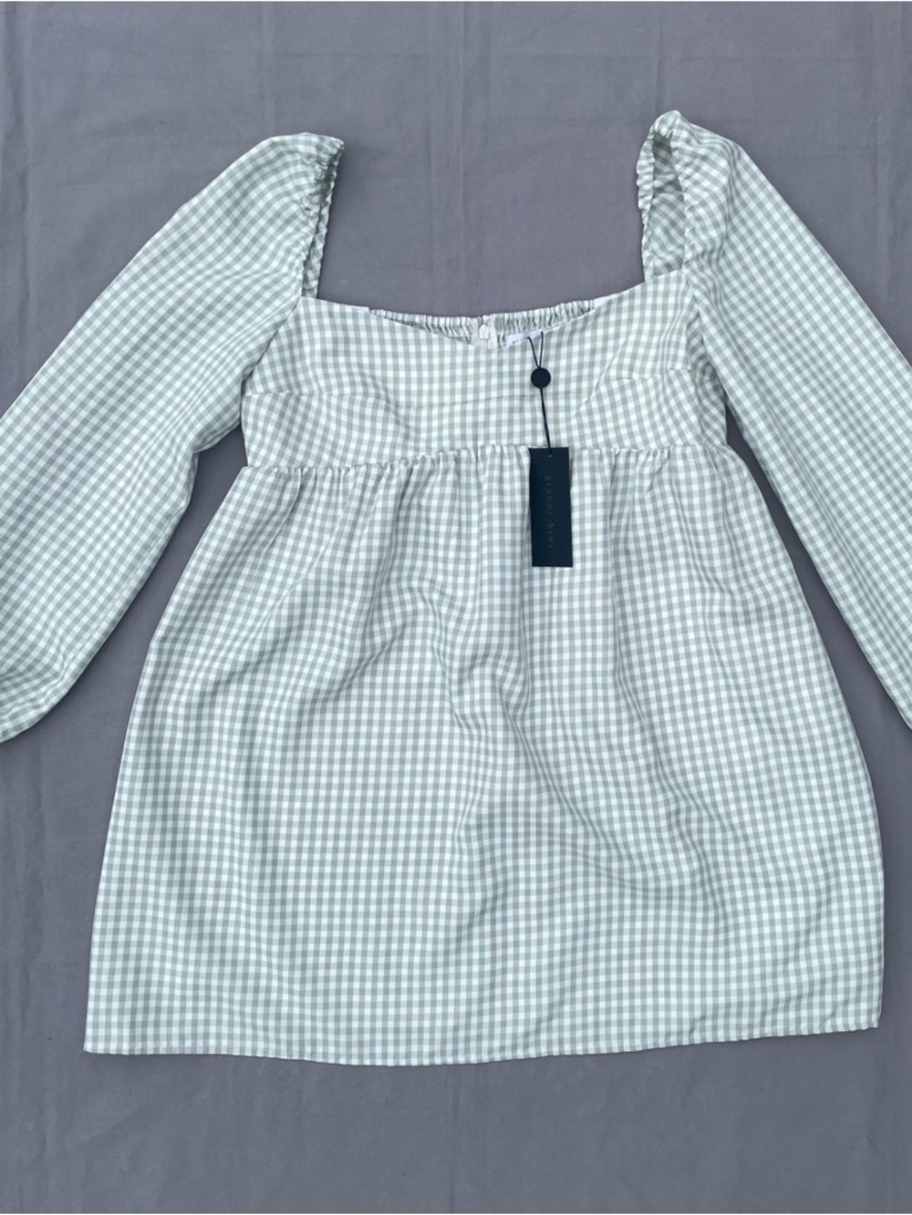 Gianni Bini Gingham Babydoll Dress Size 10 Smocked Back Sweetheart Neckline NWT
